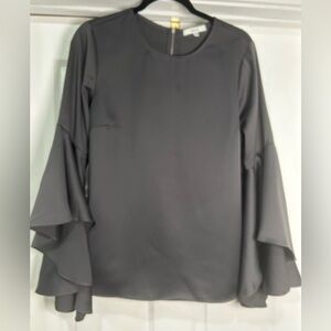 Ro & De Charcoal Ruffle Sleeve Blouse